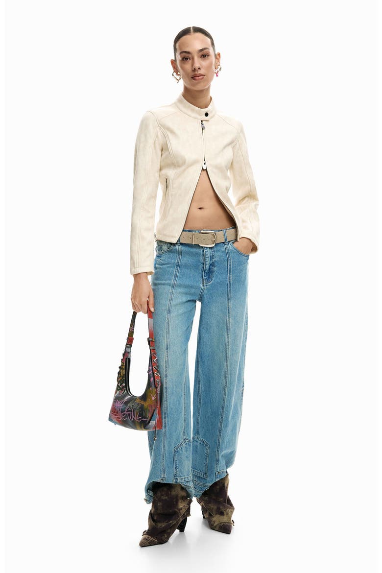 Faux Leather Jacket, Alternate, color, WHITE