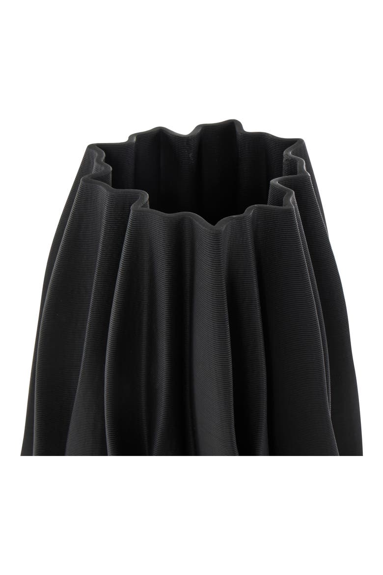 Ruffled Ceramic Vase, Alternate, color, BLACK