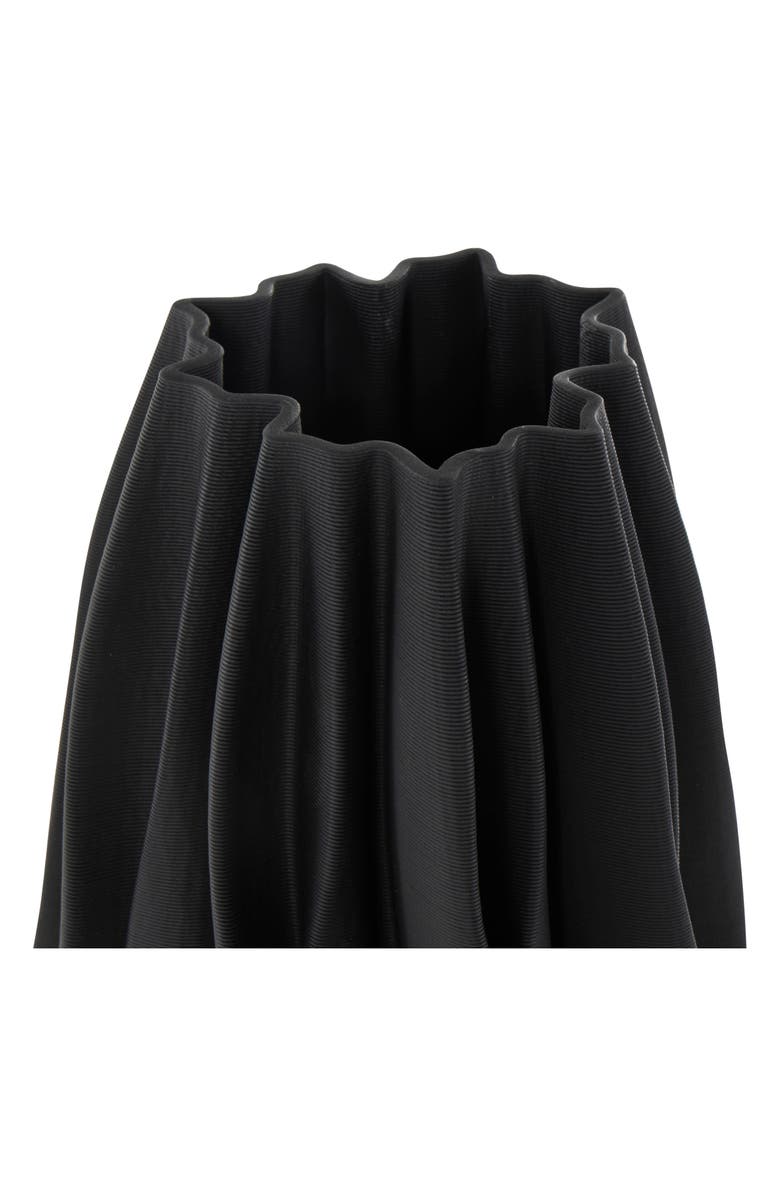 VIVIAN LUNE HOME Ruffled Ceramic Vase, Alternate, color, Black