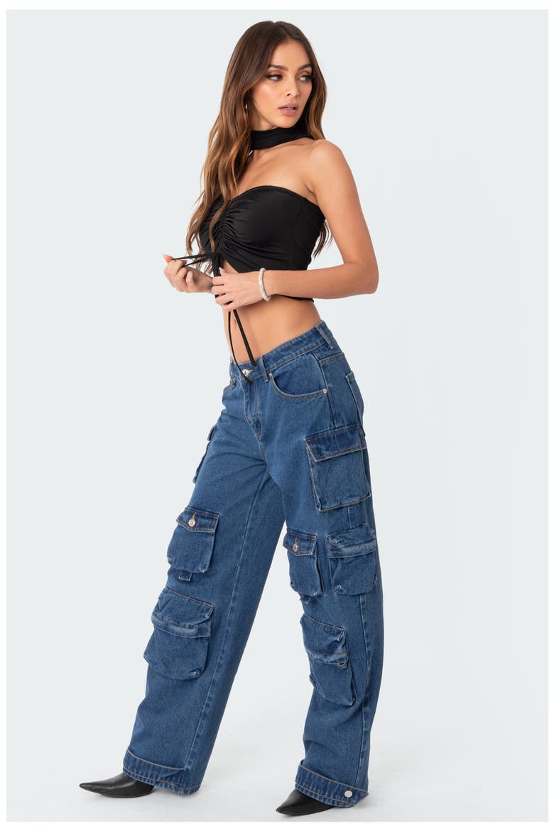 Oversize Boyfriend Cargo Jeans, Alternate, color, BLUE