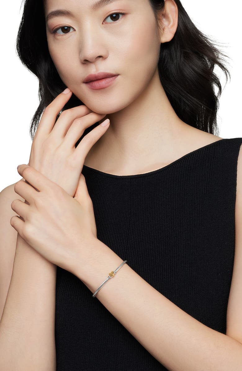 David Yurman Cable Collectibles<sup>®</sup> Heart Bracelet with 18K Gold, 3mm, Alternate, color, Two Tone