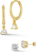 GLAZE JEWELRY CZ Huggie Drop & Stud Earrings Set