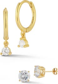 GLAZE JEWELRY CZ Huggie Drop & Stud Earrings Set