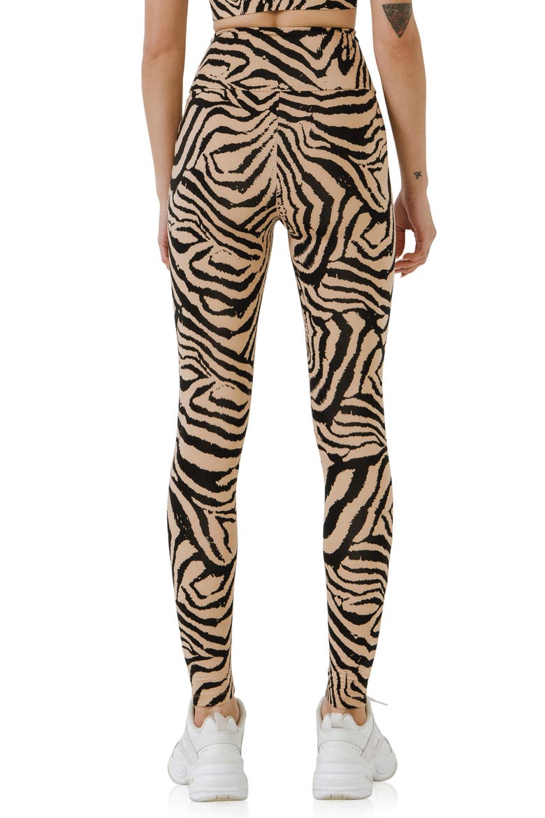 Animal Print High Waist Leggings, Alternate, color, BEIGE/ BLACK