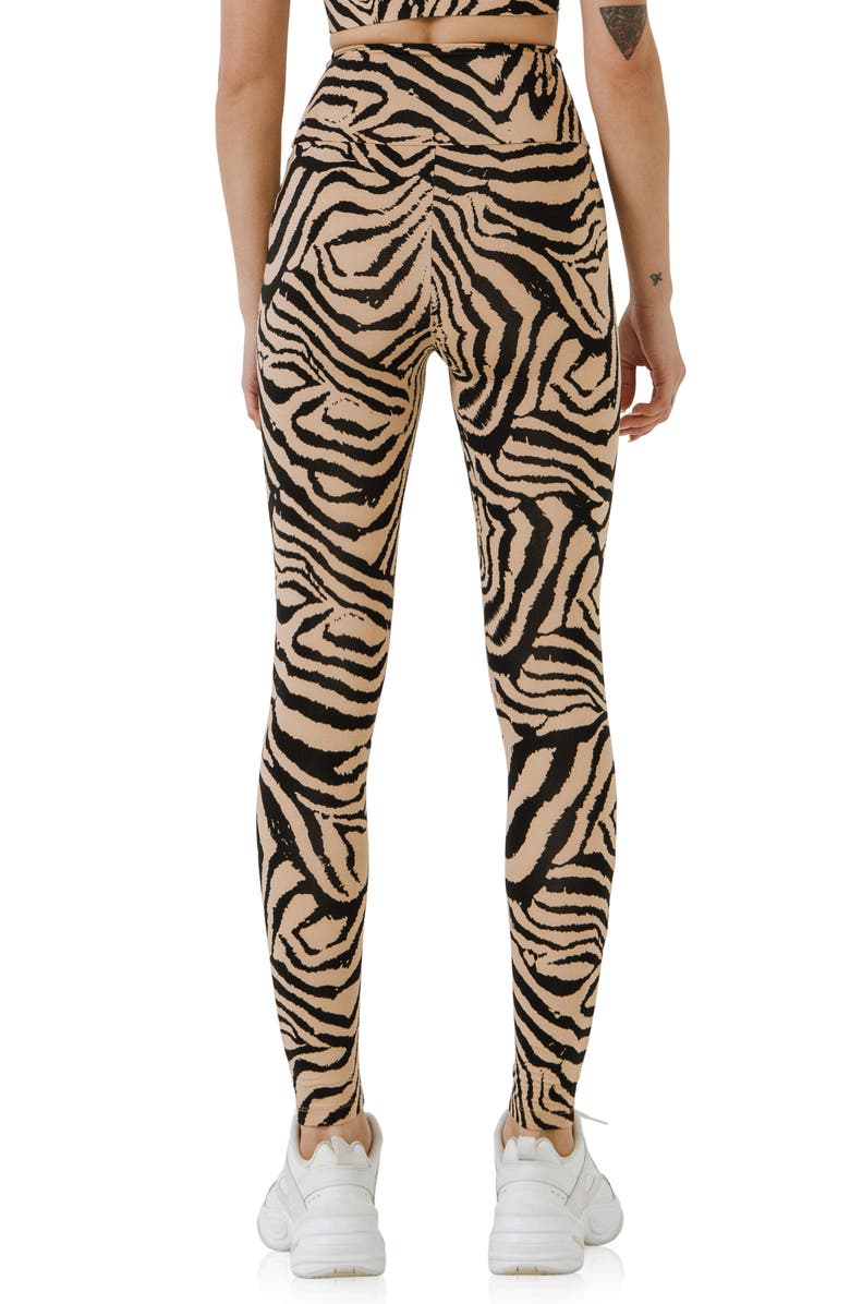 Grey Lab Animal Print High Waist Leggings, Alternate, color, Beige/ Black