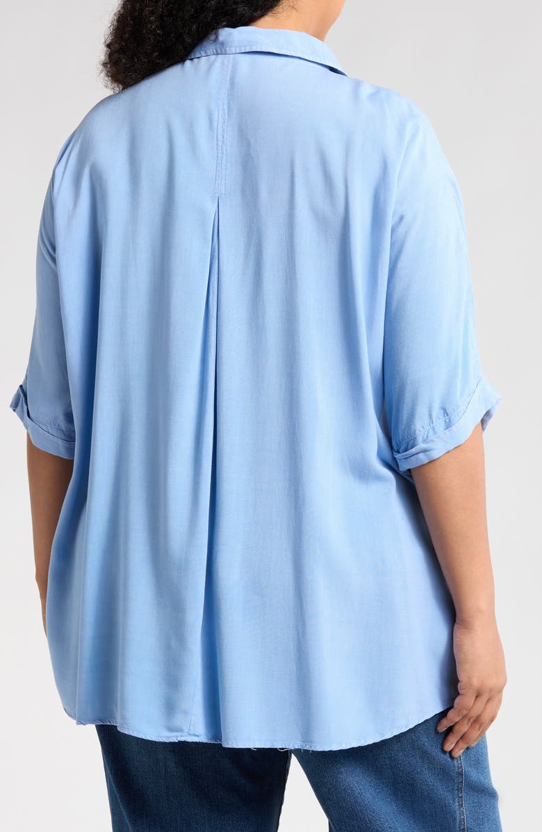 BOHO ME Short Sleeve Button-Up Shirt, Alternate, color, Blue