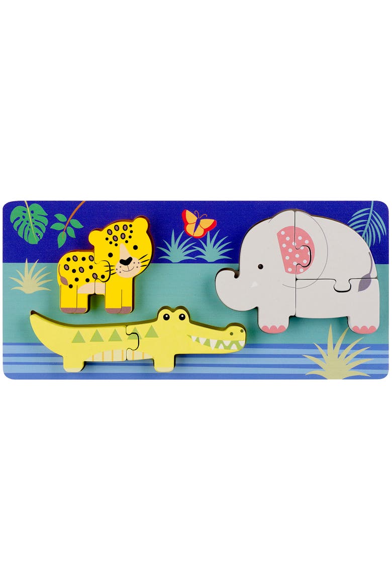 Jungle Animals Mini Puzzles, 8 Wooden Pieces, Kids Ages 1+, Main, color, Multicolored