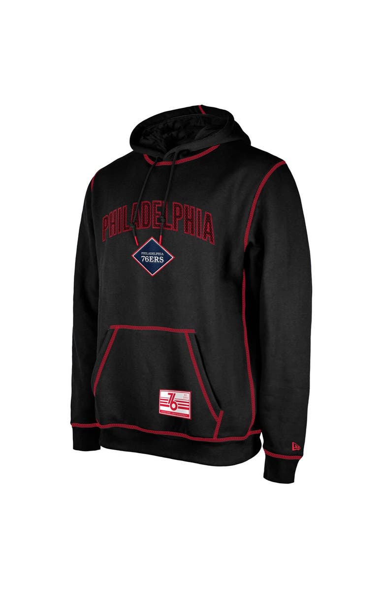 New Era Men's New Era Black Philadelphia 76ers 2023/24 City Edition Satin Stitch Elite Pack Pullover Hoodie, Alternate, color, 