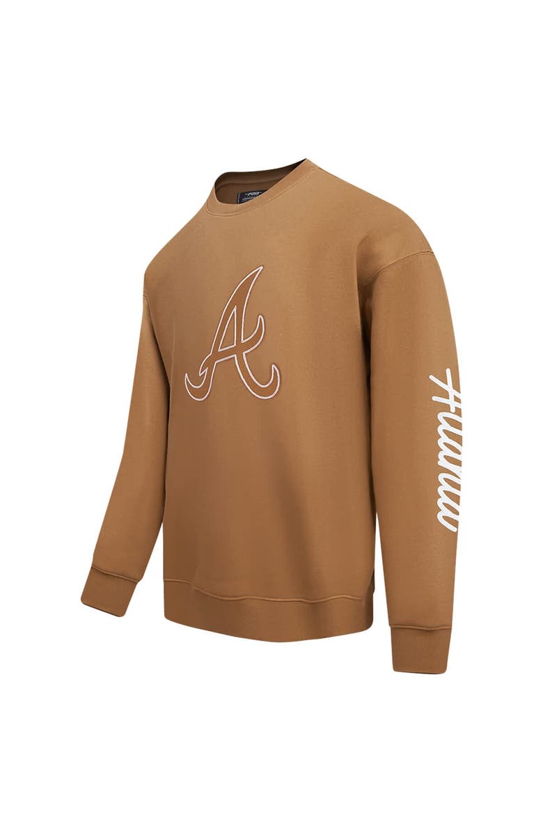 PRO STANDARD Men's Pro Standard Brown Atlanta Braves Paint The City Dropped Shoulder Pullover Sweatshirt, Alternate, color, 