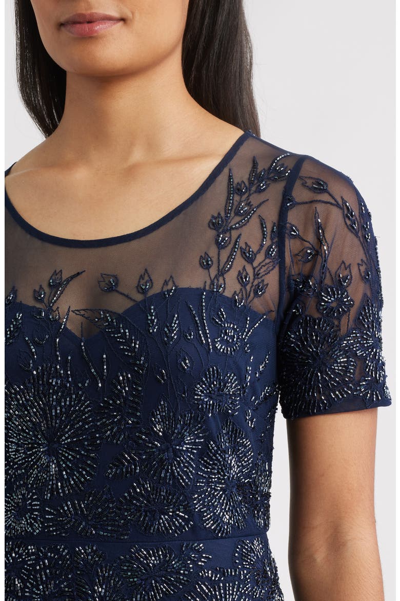Embellished Illusion Neck Gown, Alternate, color, NAVY