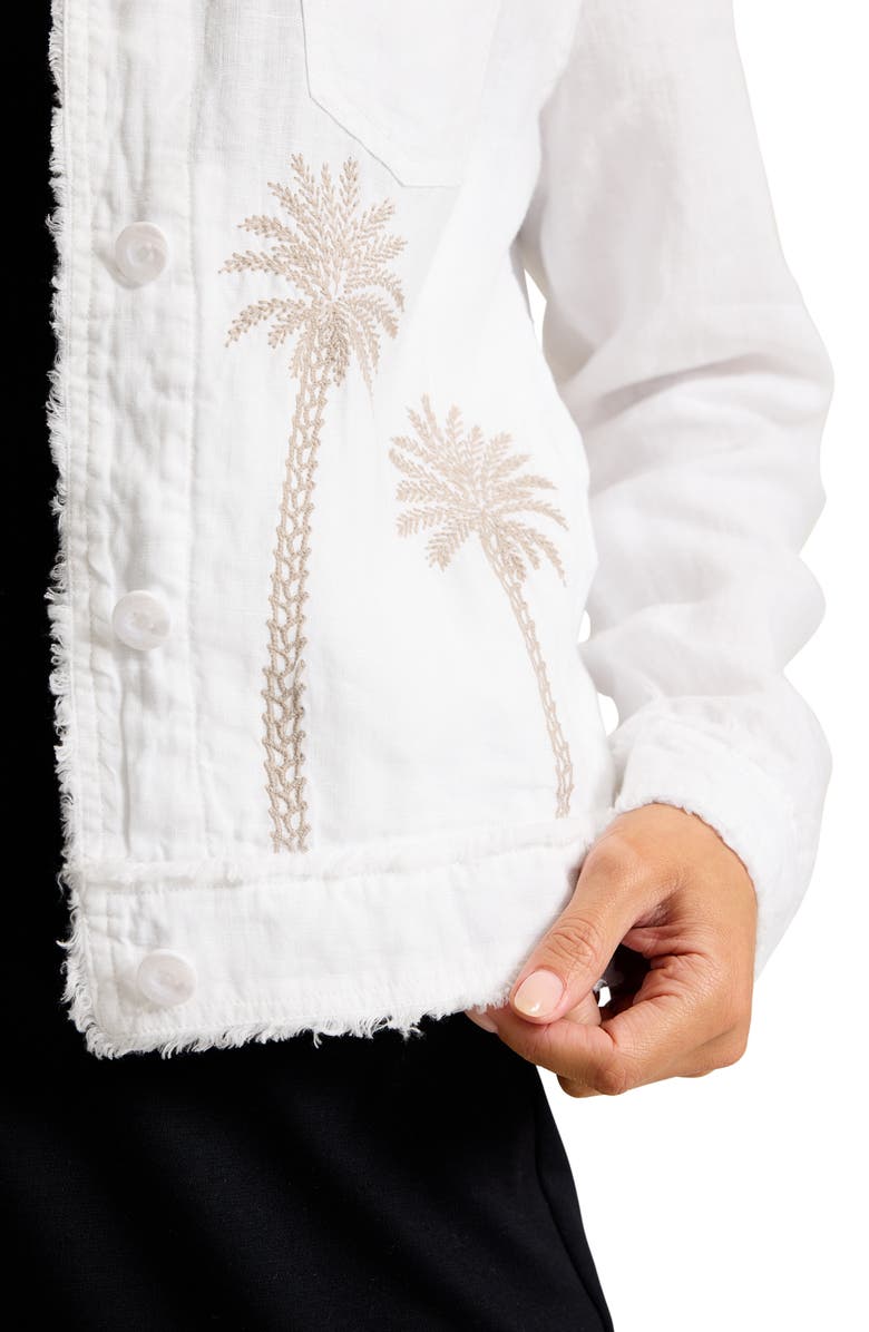 Tommy Bahama Embroidered Two Palms Raw Edge Linen Jacket, Alternate, color, White