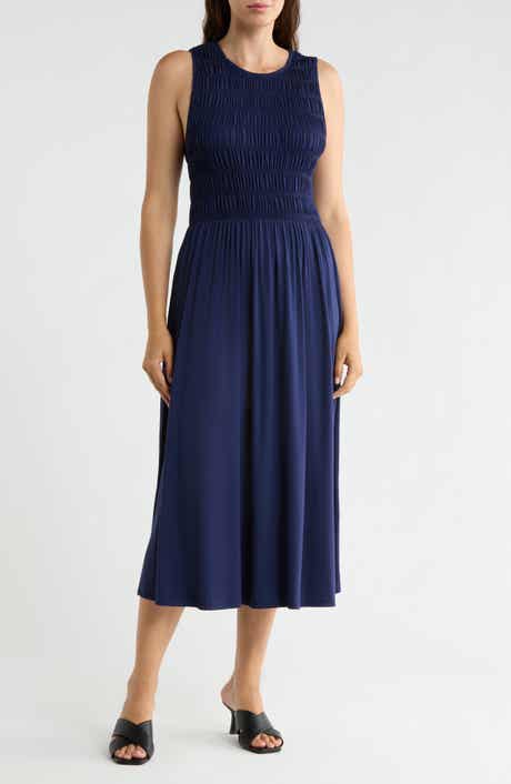 Smocked Bodice Fit & Flare Dress