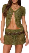 EDIKTED Mabelle Crochet Crop Cardigan