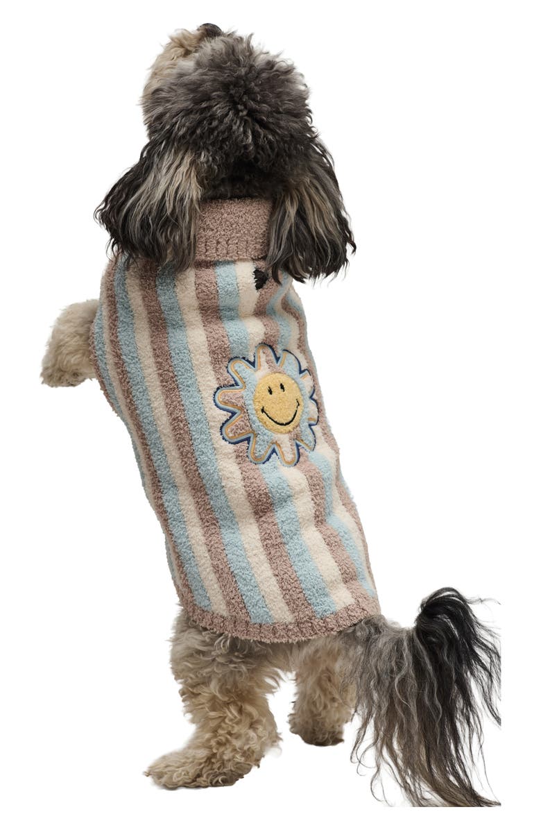 Barefoot Dreams<sup>®</sup> CozyChic<sup>™</sup> Smiley Stripe Dog Sweater, Alternate, color, Mint Multi