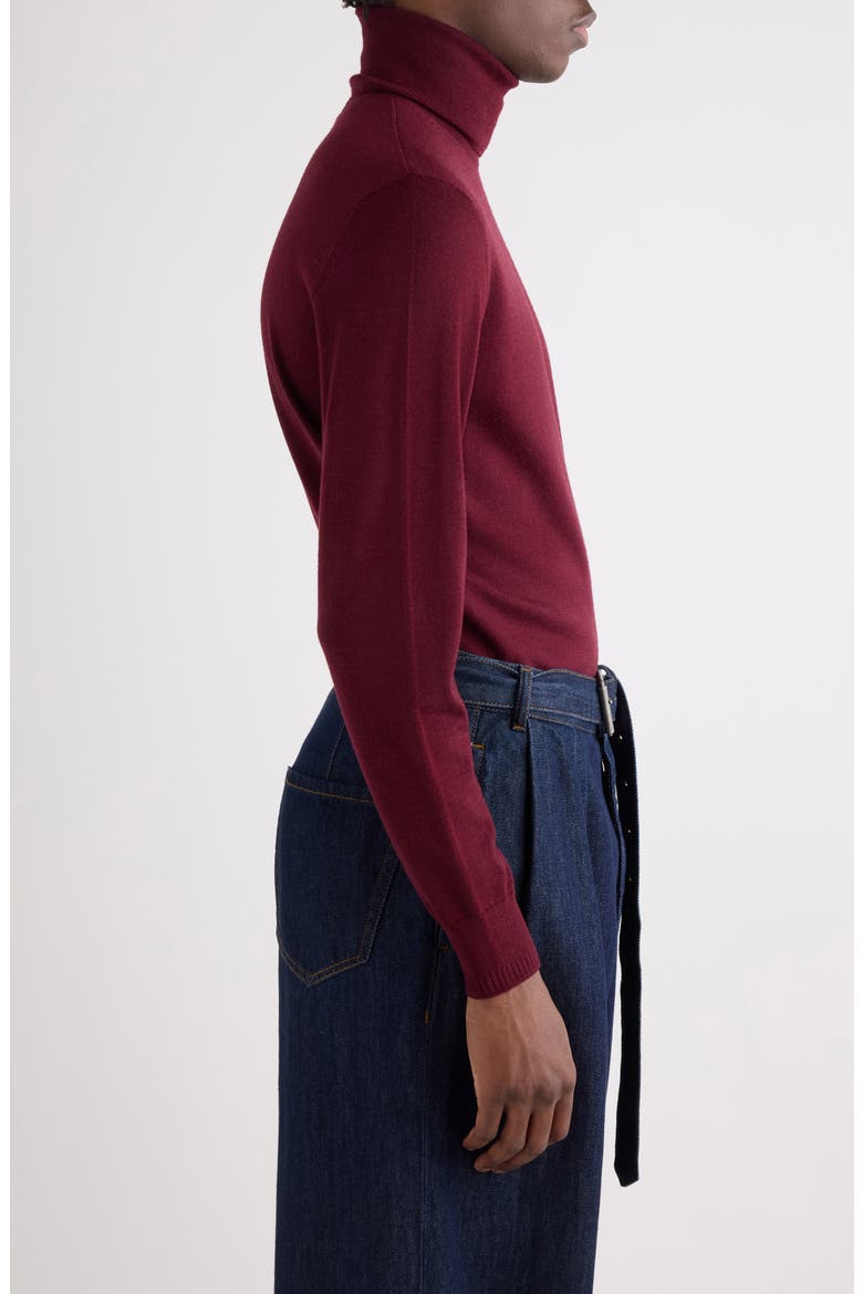 Munas Merino Wool Turtleneck Sweater, Alternate, color, WINE