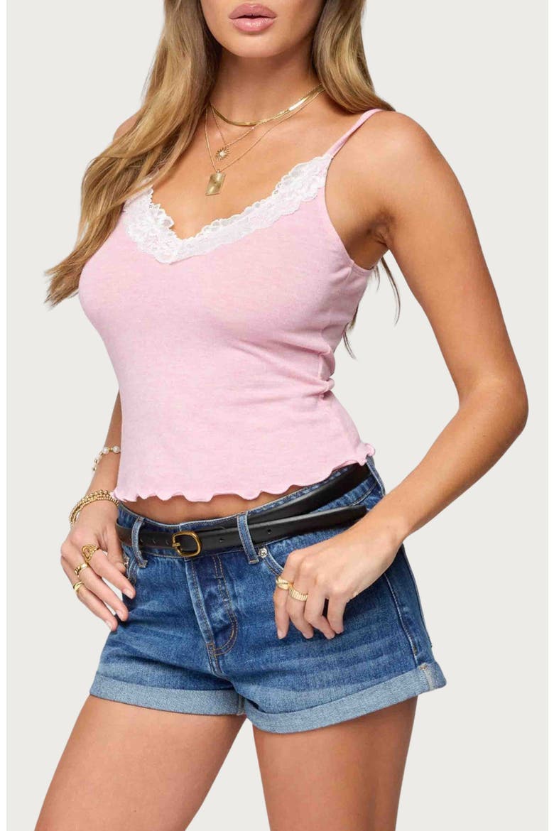 Gabrietta Lace Trim Camisole, Alternate, color, PINK-MELANGE