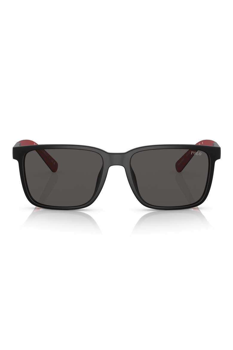 PH4189U 55mm Rectangular Sunglasses, Main, color, MATTE BLACK / DARK GREY