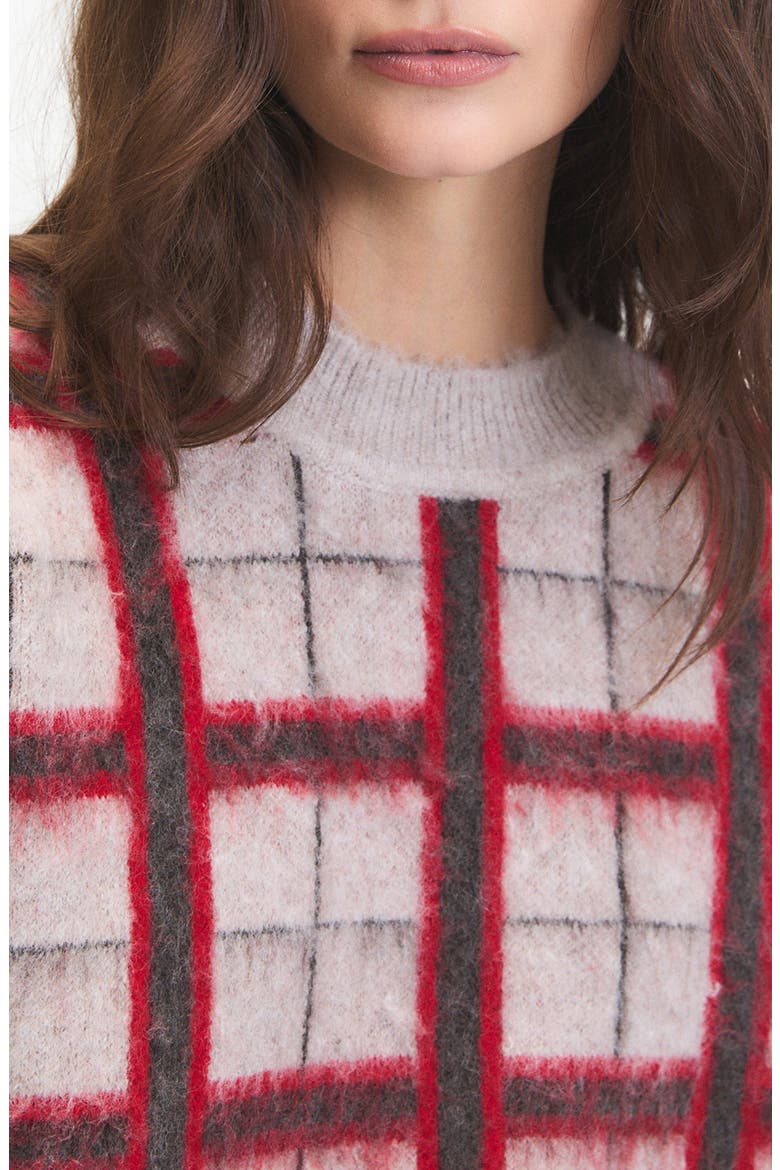 Jacob Plaid Jacquard Mock Neck Sweater, Alternate, color, MINK