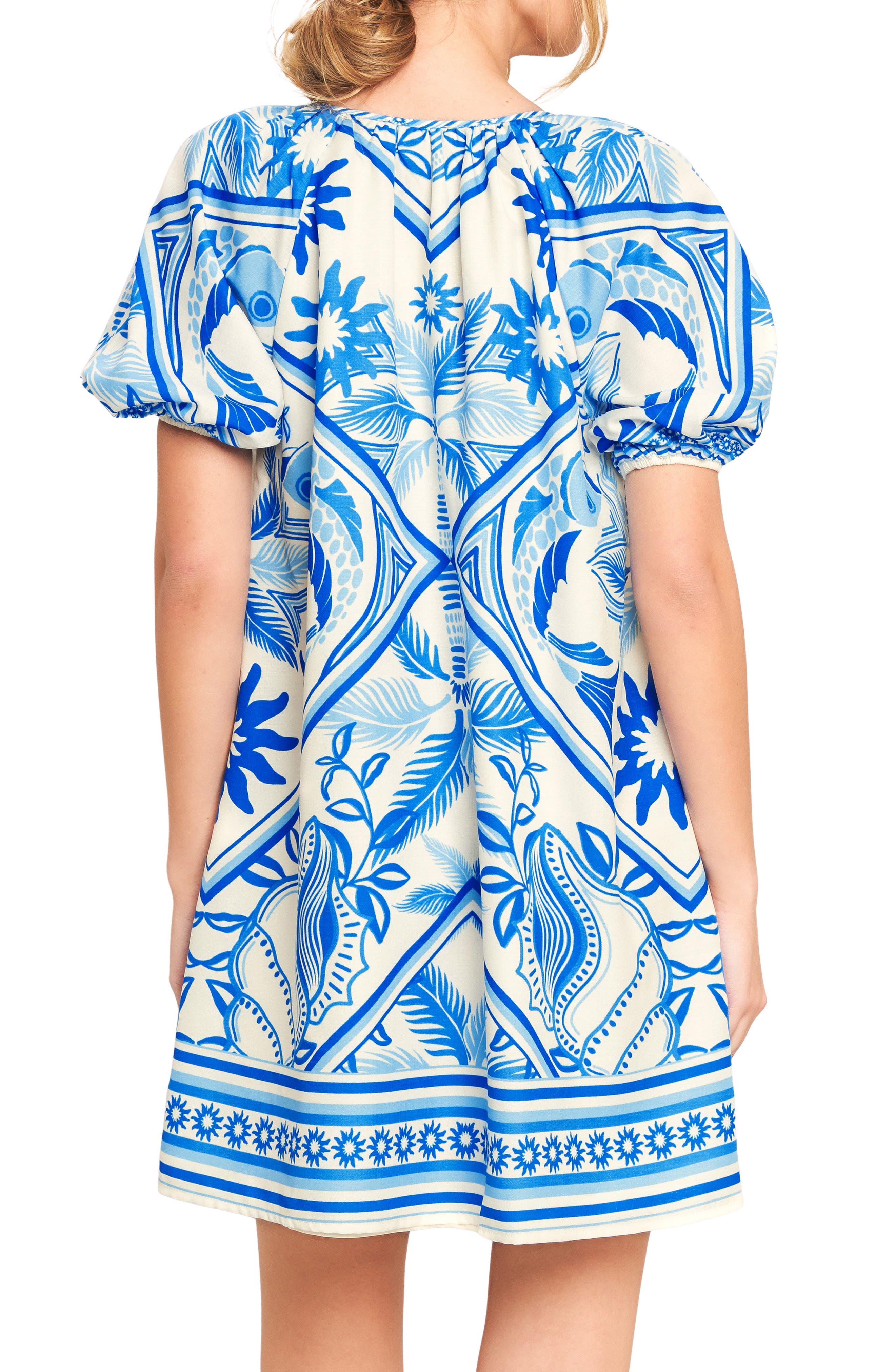 Tie Keyhole Puff Sleeve Minidress - image 2