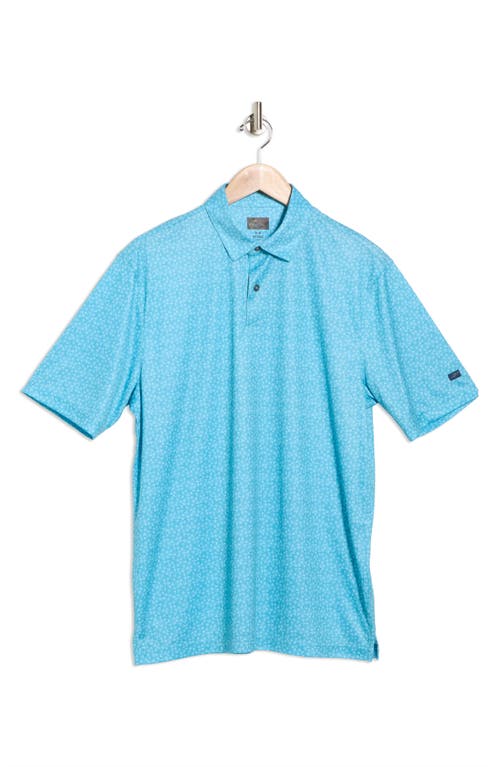 Greg Norman Print Knit Golf Polo In Blue