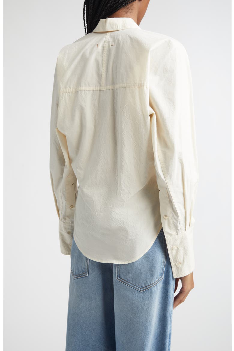 Ridge Crinkled Cotton Poplin Button-Up Shirt, Alternate, color, BONE