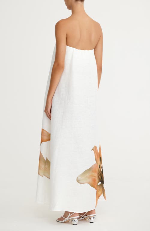 SIGNIFICANT OTHER SIGNIFICANT OTHER PARISA PLACED FLORAL STRAPLESS LINEN MAXI DRESS 