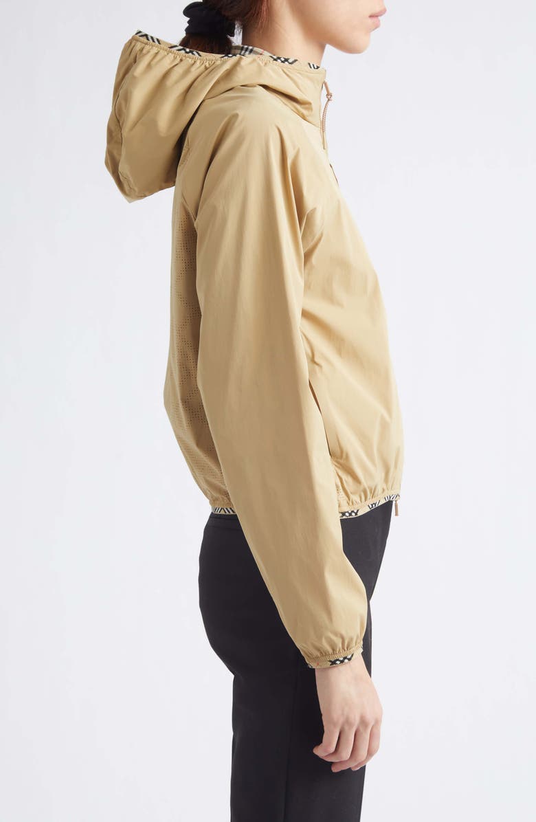 Burberry Ambrook Stretch Nylon Hooded Jacket, Alternate, color, Beige