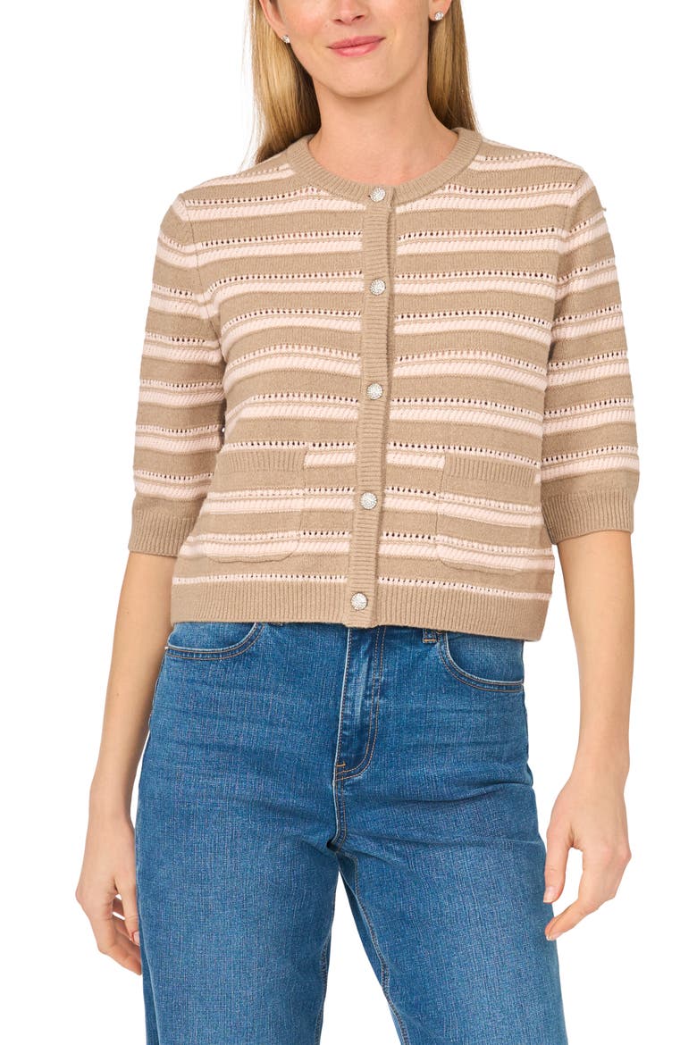 Textured Striped Cardigan, Main, color, CHOCOLATE ASH