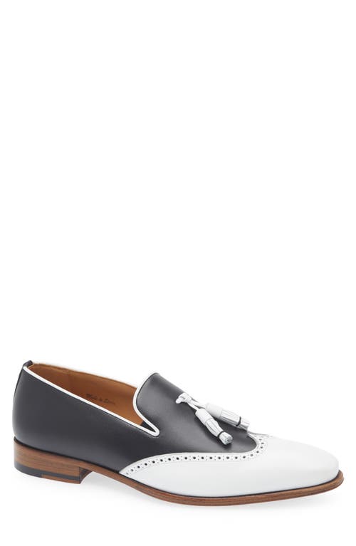 Mezlan Jucar Wingtip Tassel Loafer In White/black