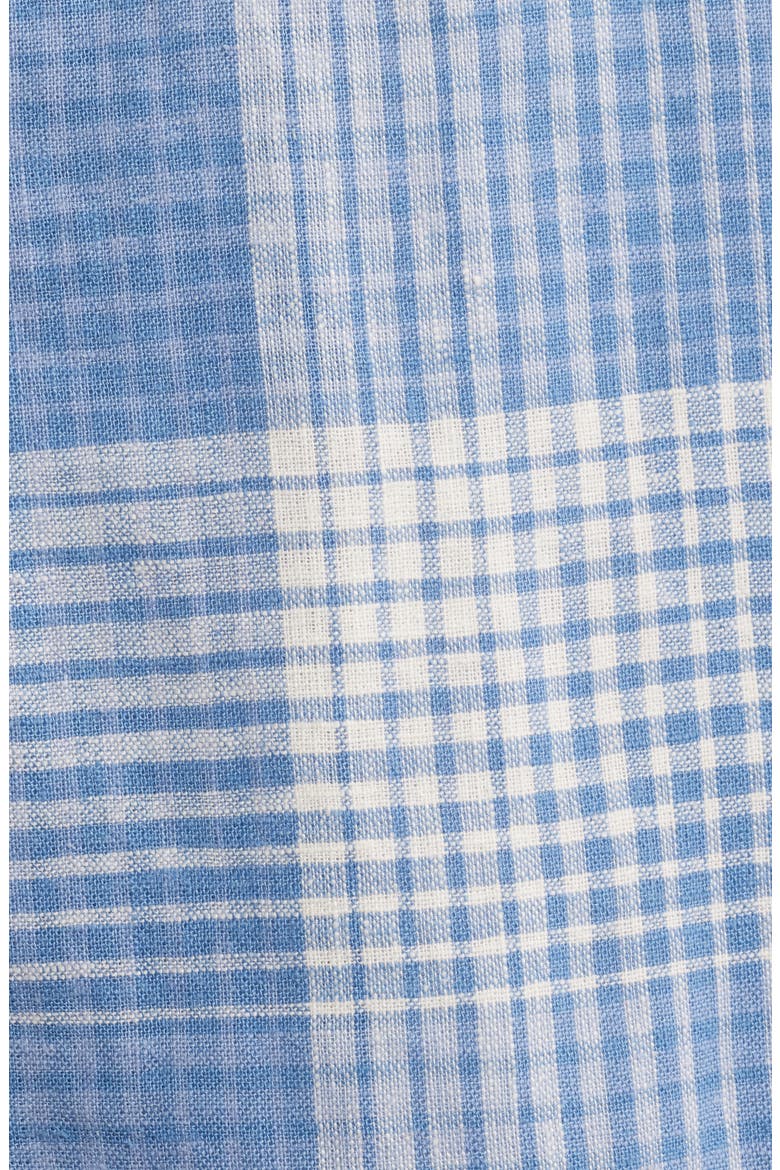 Plaid Linen Blend Camp Shirt, Alternate, color, BLUE/ WHITE OMBRE