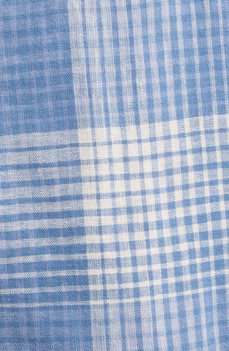 Pendleton Plaid Linen Blend Camp Shirt, Alternate, color, Blue/ White Ombre