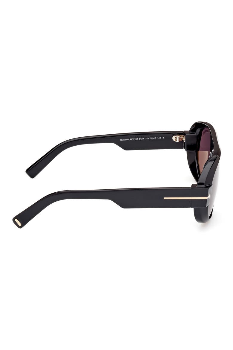 Blake 59mm Pilot Sunglasses, Alternate, color, SHINY BLACK / SMOKE