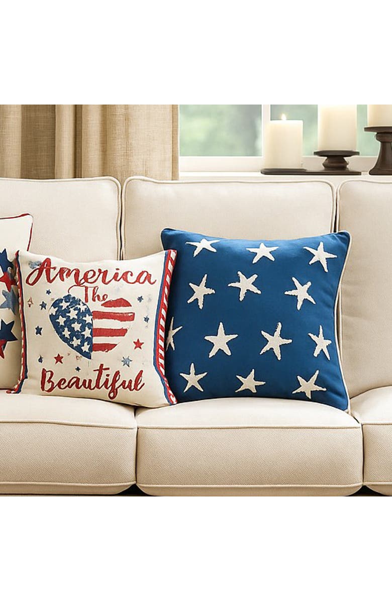 C&F Home American Stars Blue 4th of July Patriotic Square Throw Pillow, 18" x 18" Large, Alternate, color, Blue