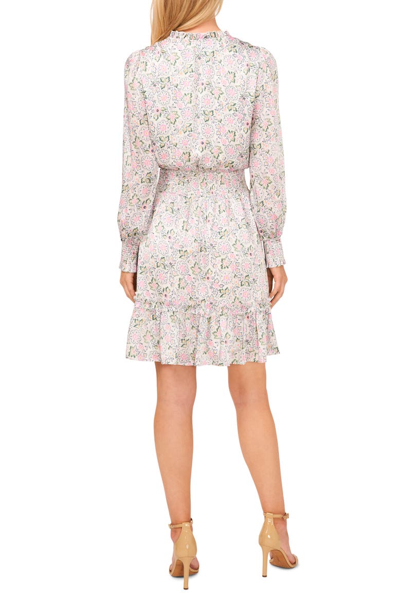 Floral Smocked Ruffle Long Sleeve Dress, Alternate, color, NEW IVORY