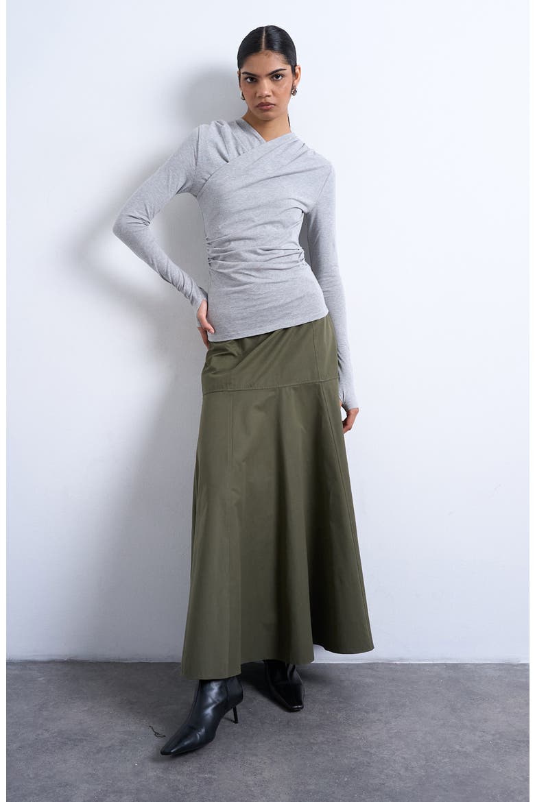 Ruched Wrap Top, Alternate, color, GREY