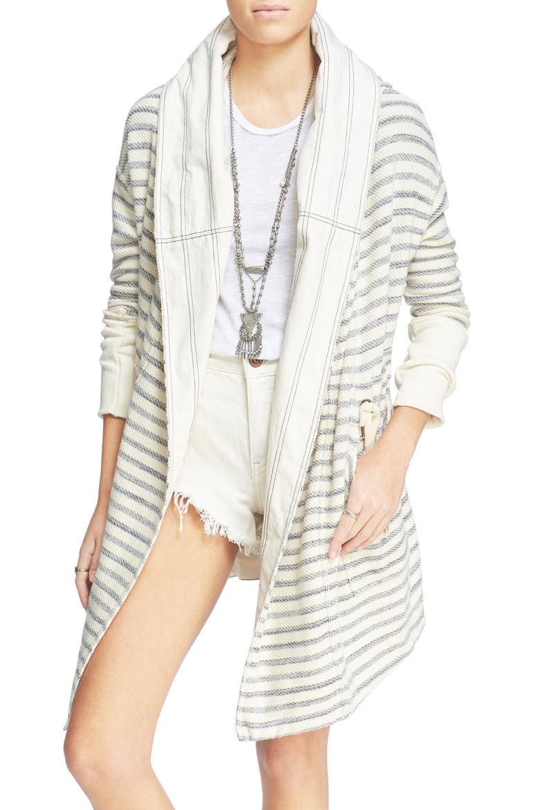 'Long Island' Stripe Hooded Cardigan, Alternate, color, IVORY COMBO