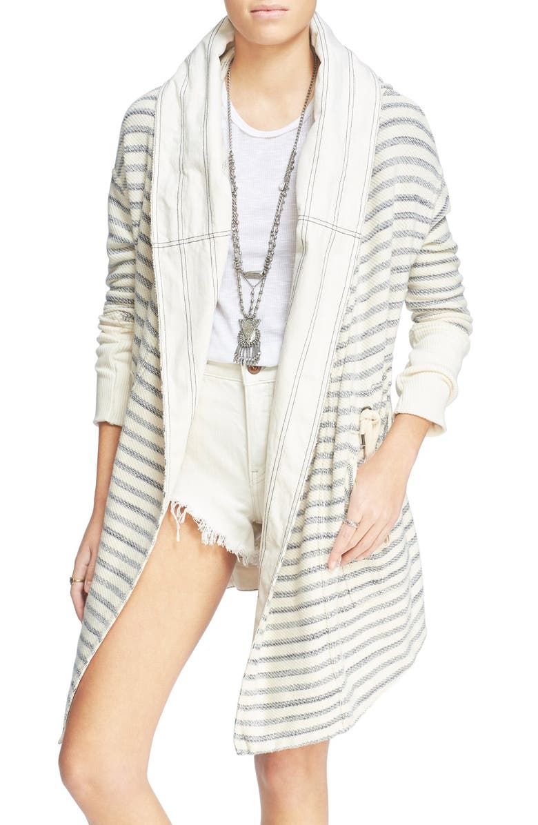 Free People 'Long Island' Stripe Hooded Cardigan, Alternate, color, 