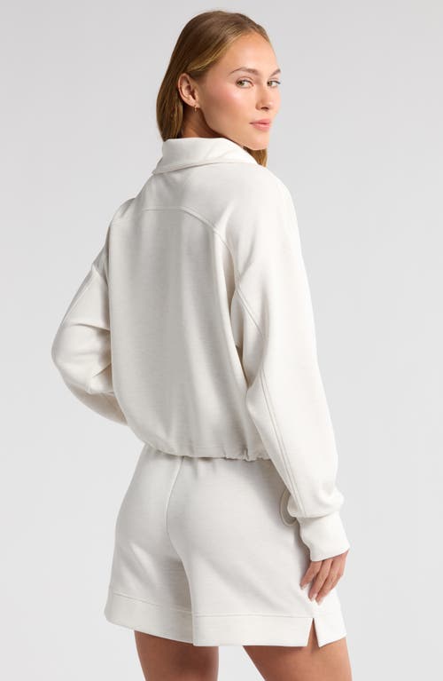 Zella Ultra Soft Scuba Half Zip Pullover In Beige Ivory Heather