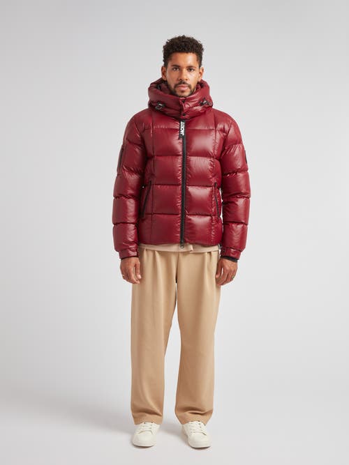 Jack1t Ez Boxed Hooded Racer Puffer Jacket In Red