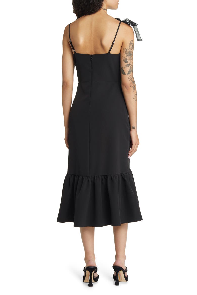 What a Gift Bow Strap Cocktail Midi Dress, Alternate, color, BLACK