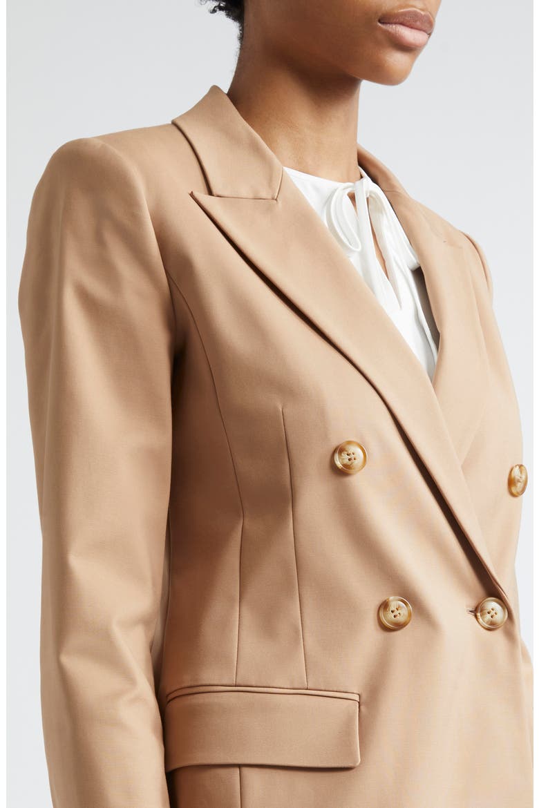 Double Breasted Cotton Blend Blazer, Alternate, color, SOLID MEDIUM BROWN