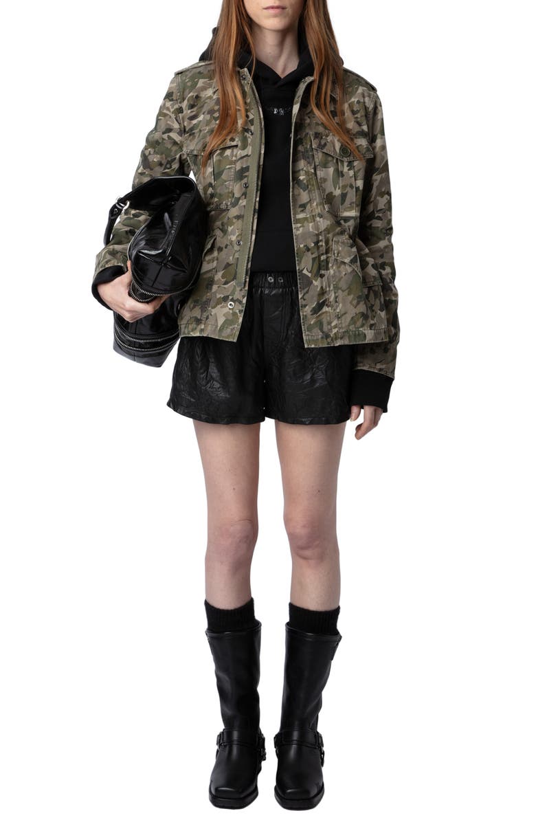Zadig & Voltaire Krisa Cotton Canvas Camo Jacket, Alternate, color, 