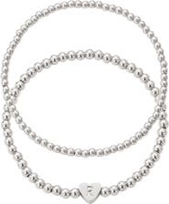 Adornia Beaded Initial Charm Bracelet Set