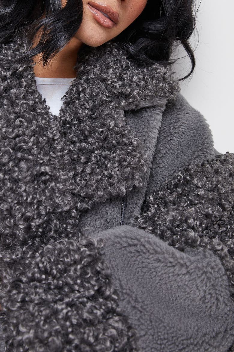 Faux Fur Mix Zip Through Jacket, Alternate, color, Grey