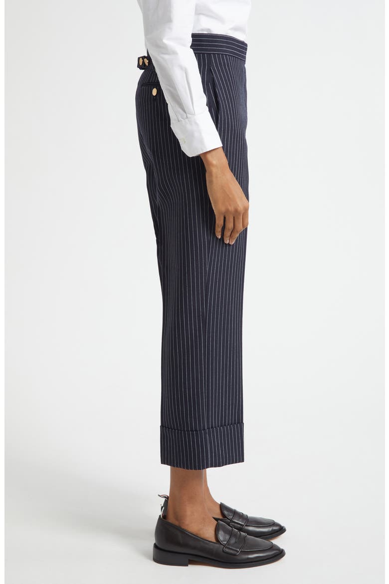 Fit 1 Pinstripe Backstrap Virgin Wool Blend Pants, Alternate, color, NAVY