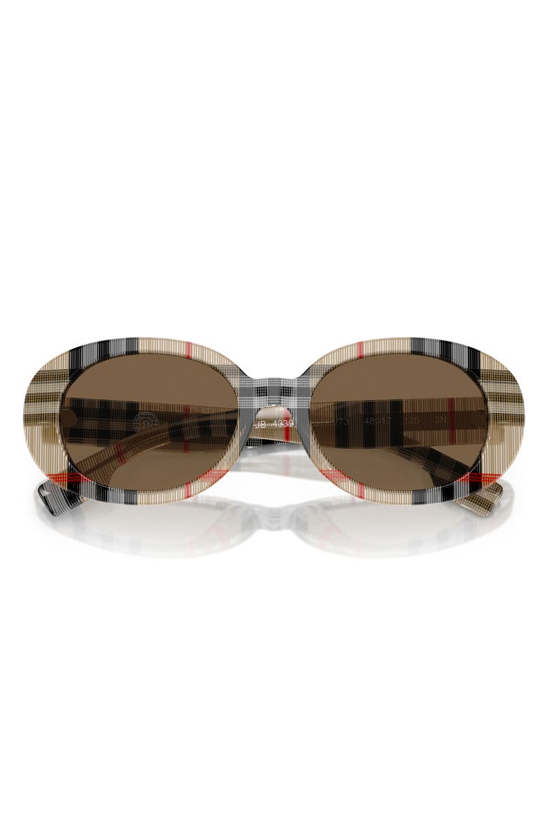 Burberry Kids' 48mm Oval Sunglasses, Alternate, color, Vintage Check / Dark Brown