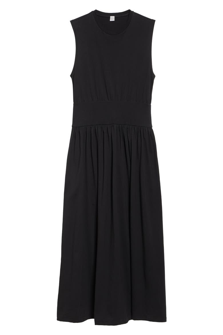 Sleeveless Cotton Midi Dress, Alternate, color, BLACK