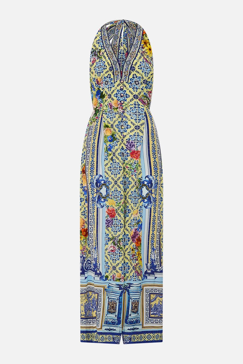 Halterneck Jumpsuit With Tie Neck Wall To Wall Wonders, Alternate, color, Wall To Wall Wonders