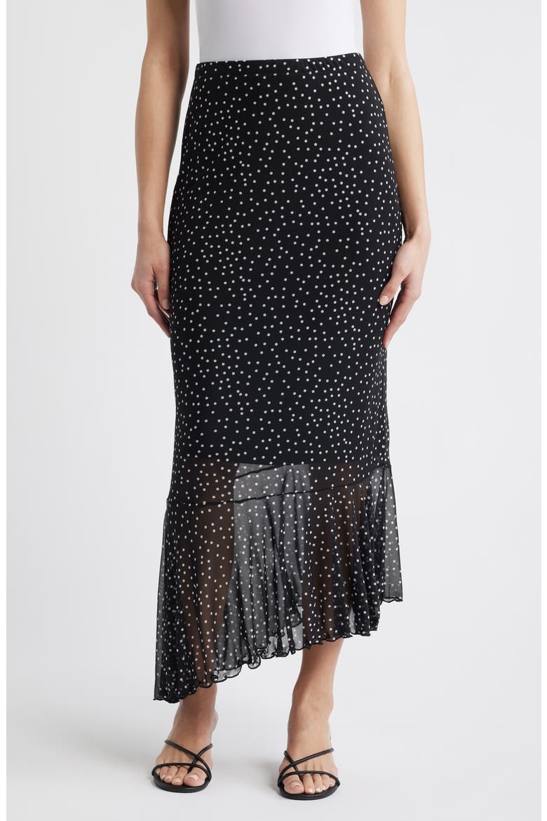 Flounce Midi Skirt, Main, color, BLACK