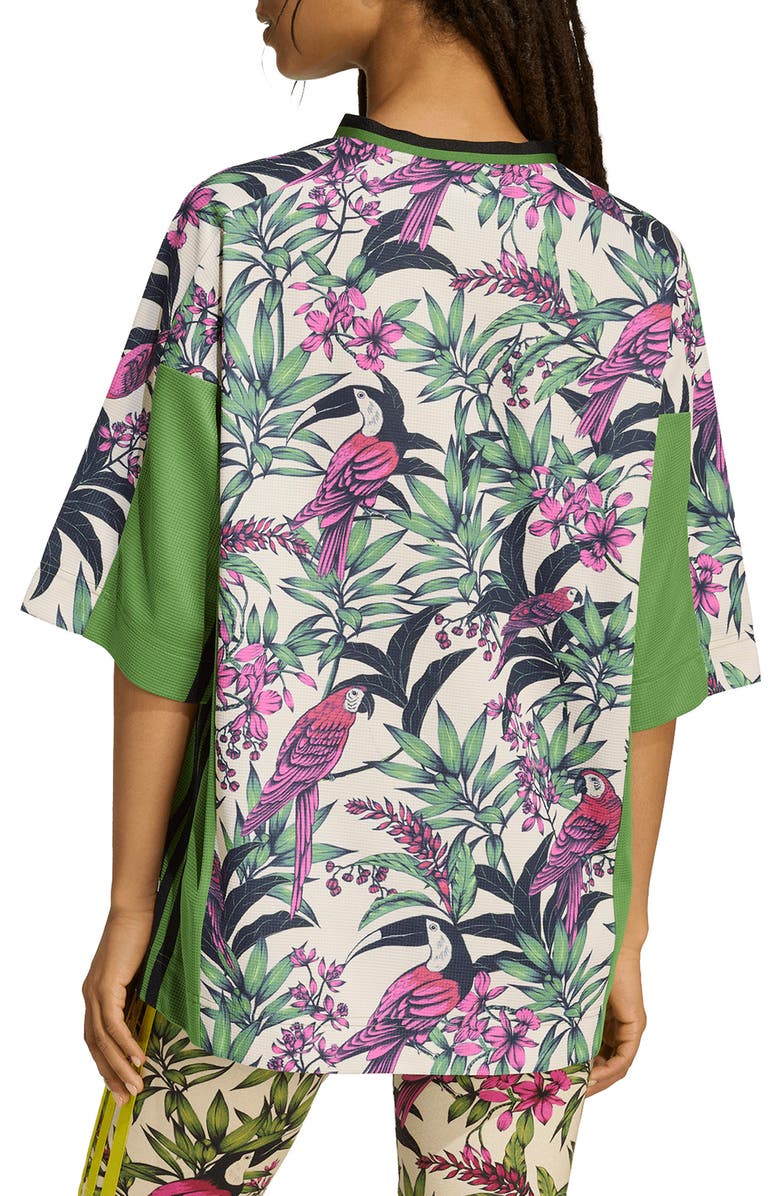 adidas x FARM Rio Oversize T-Shirt, Alternate, color, Green/ Crystal Linen/ Fuchsia
